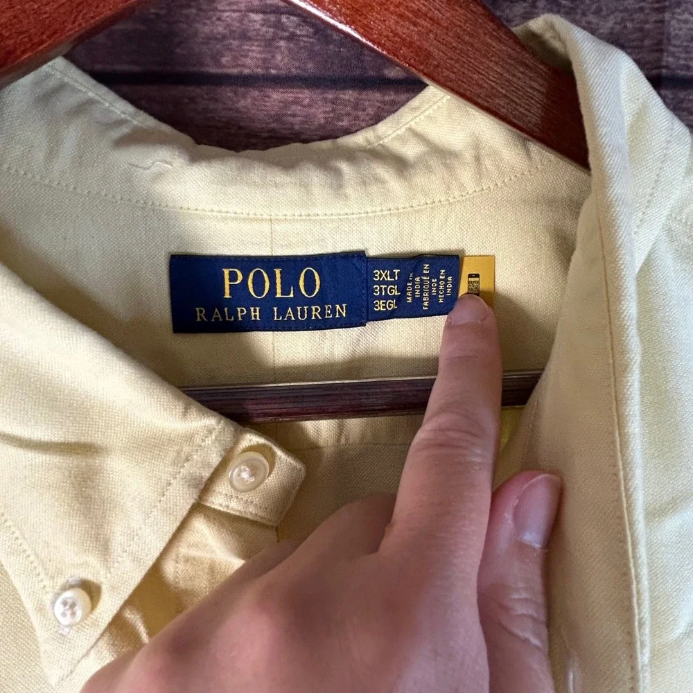 Polo Ralph Lauren Mens 3XLT Yellow Short Sleeve Oxford Button Shirt Flesh Pony